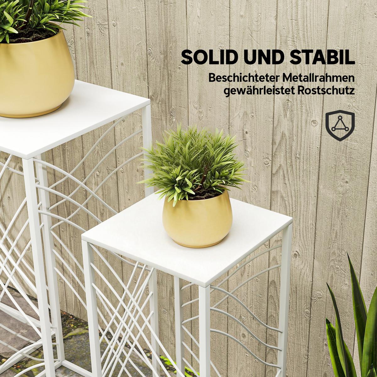PFLANZENSTÄNDER 3er Set Metall Weiß - Weiß, Metall (70cm) - Outsunny