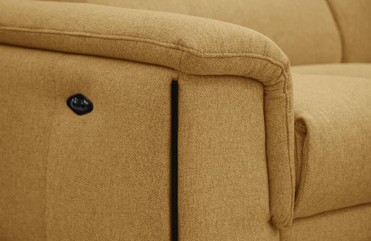 RELAXSOFA MATERA 3-Sitzer mit 2 Relaxfunktionen, dunkelgelb - Dunkelgelb/Schwarz, Holzwerkstoff/Textil (212/82/103cm) - Wozimo