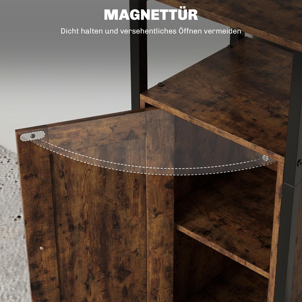 BEISTELLTISCH mit Stauraum, 2 offene Regale - Braun, Holzwerkstoff (34/30/80cm) - HOMCOM