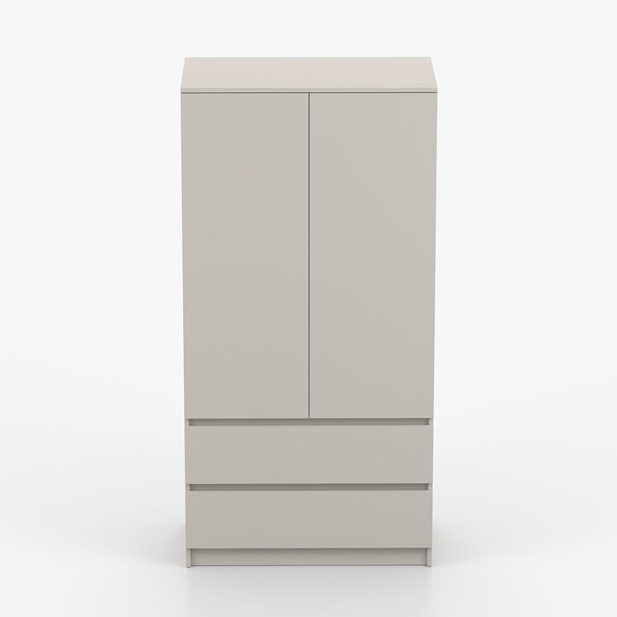 DREHTÜRENSCHRANK SOLO 2D2S II 90 cm Kaschmir/Kaschmir, 2-türig, zwei Schubladen, grifflos - Kaschmir, Holzwerkstoff (90/180/50cm) - imoebel24