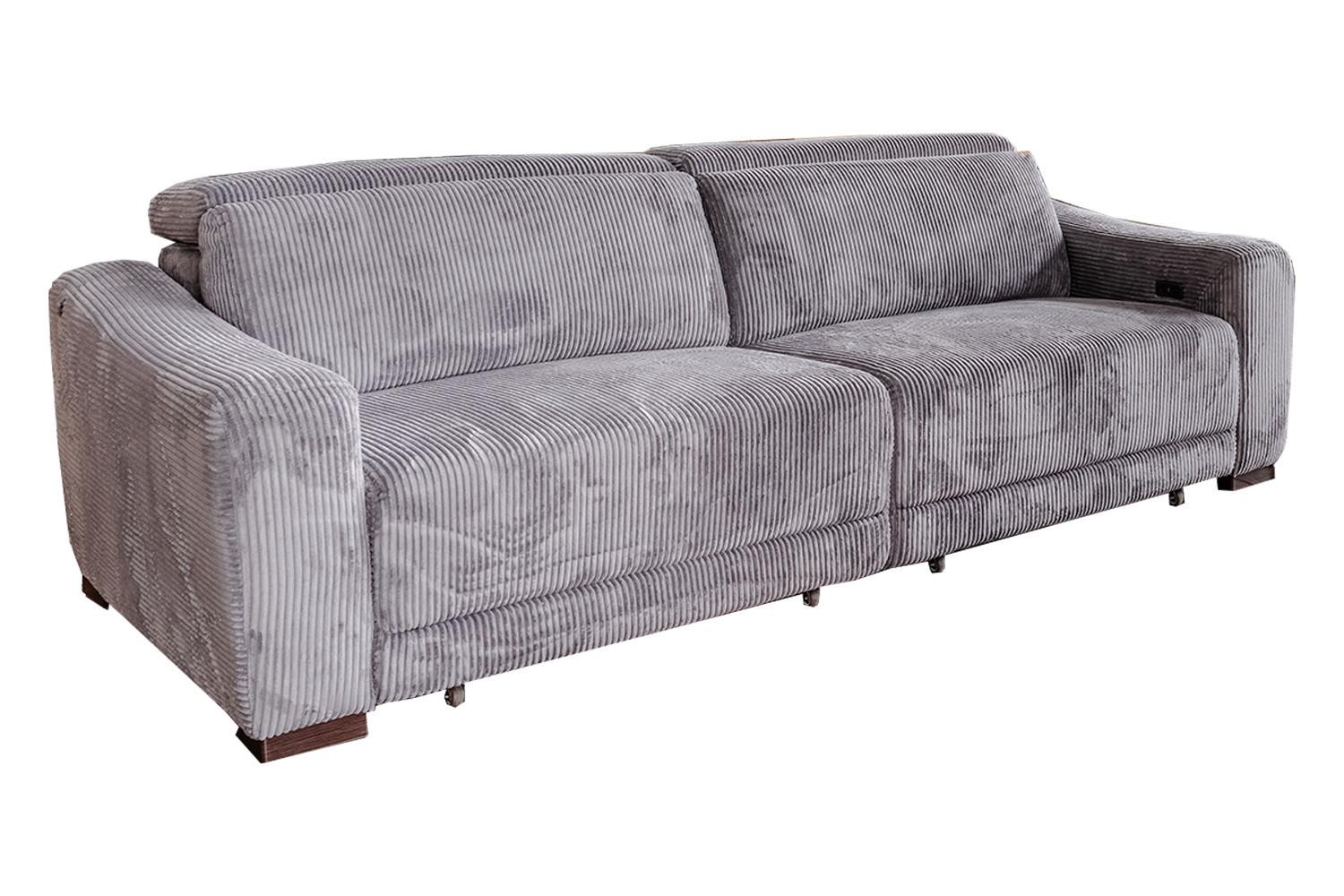 SOFA KIANA Anthrazit Cord Relaxfunktion - Anthrazit/Schwarz, Kunststoff/Textil (227/80/110cm) - KAWOLA