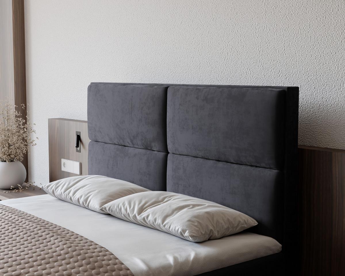 BOXBETT ORFEO 180/200 cm mit Matratze und Topper, Dunkelgrau - Dunkelgrau, Textil (180/200cm) - Idohome