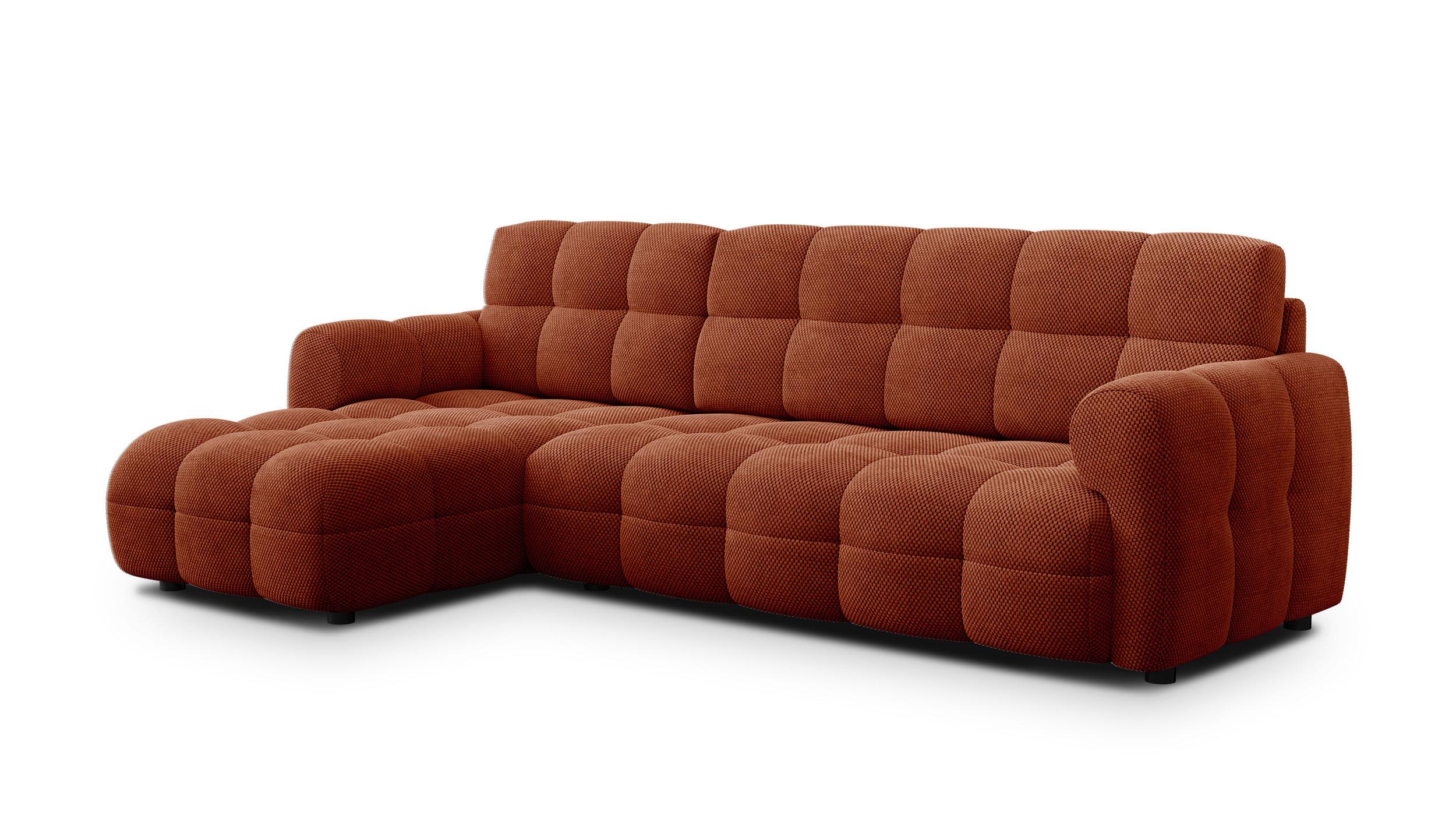 ECKSOFA MELLOW 4-Sitzer, dunkelorange - Dunkelorange/Schwarz, Holz/Textil (262/156cm) - Wozimo