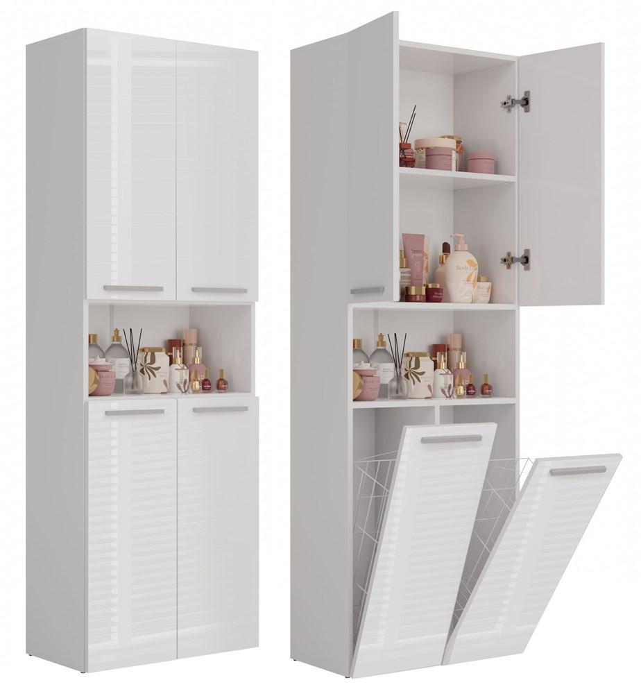 BADEZIMMERSCHRANK Weiß, Hochglanz Weiß 60/174/30 - Weiß, Holzwerkstoff (60/174/30cm) - RAUMHIRSCH FURNITURE