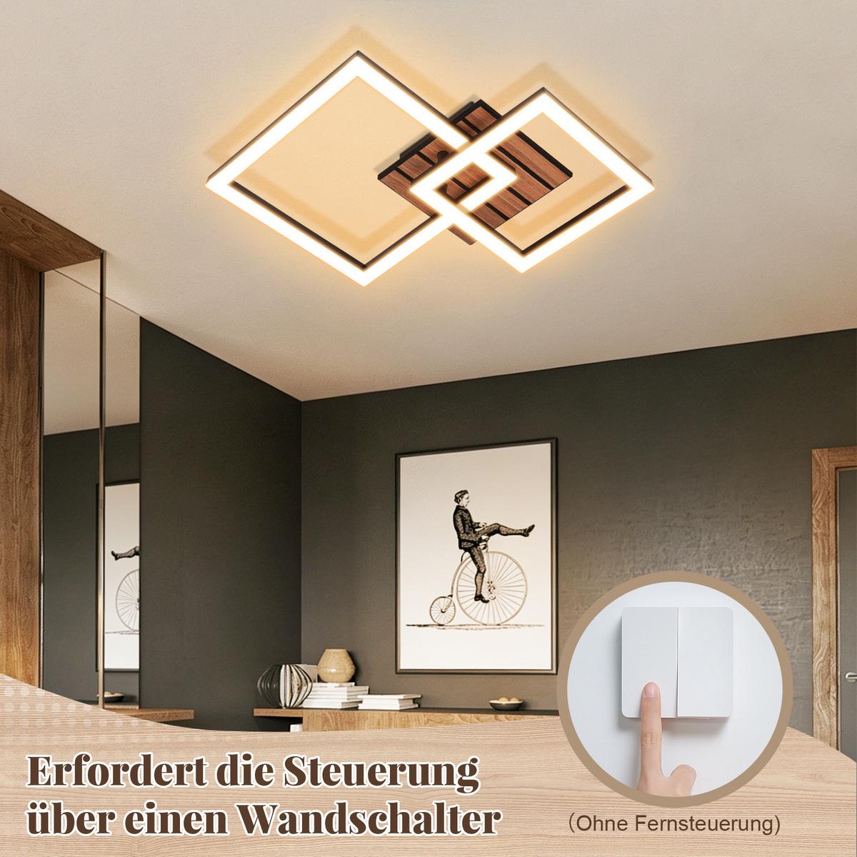 LED DECKENLEUCHTE Nyvyn 31.5/31.5/8 cm - Schwarz, Kunststoff/Metall (31.5/31.5/8cm) - ZMH