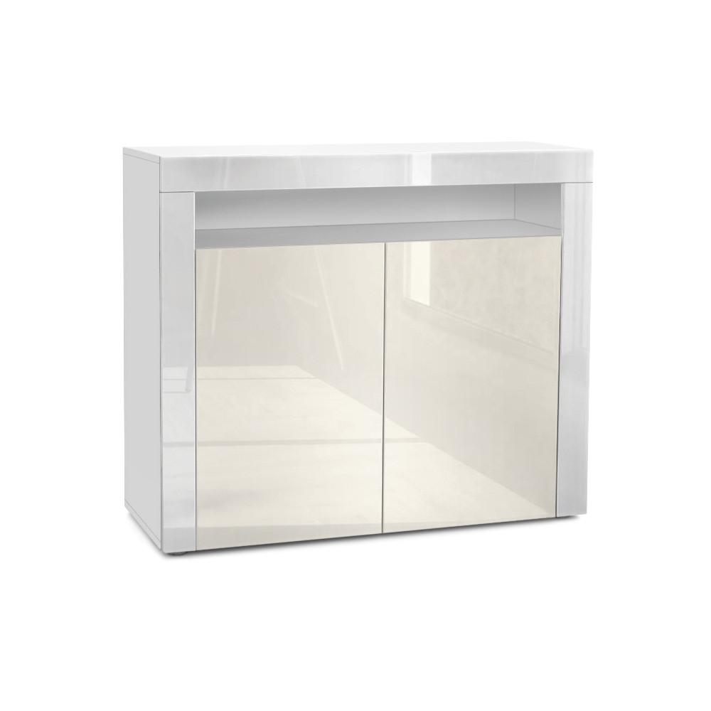 KOMMODE Valencia Creme Hochglanz / Weiß Hochglanz - Creme/Weiß, Holzwerkstoff (108/92/40cm) - Vladon