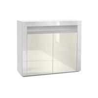 KOMMODE Valencia Creme Hochglanz / Weiß Hochglanz - Creme/Weiß, Holzwerkstoff (108/92/40cm) - Vladon