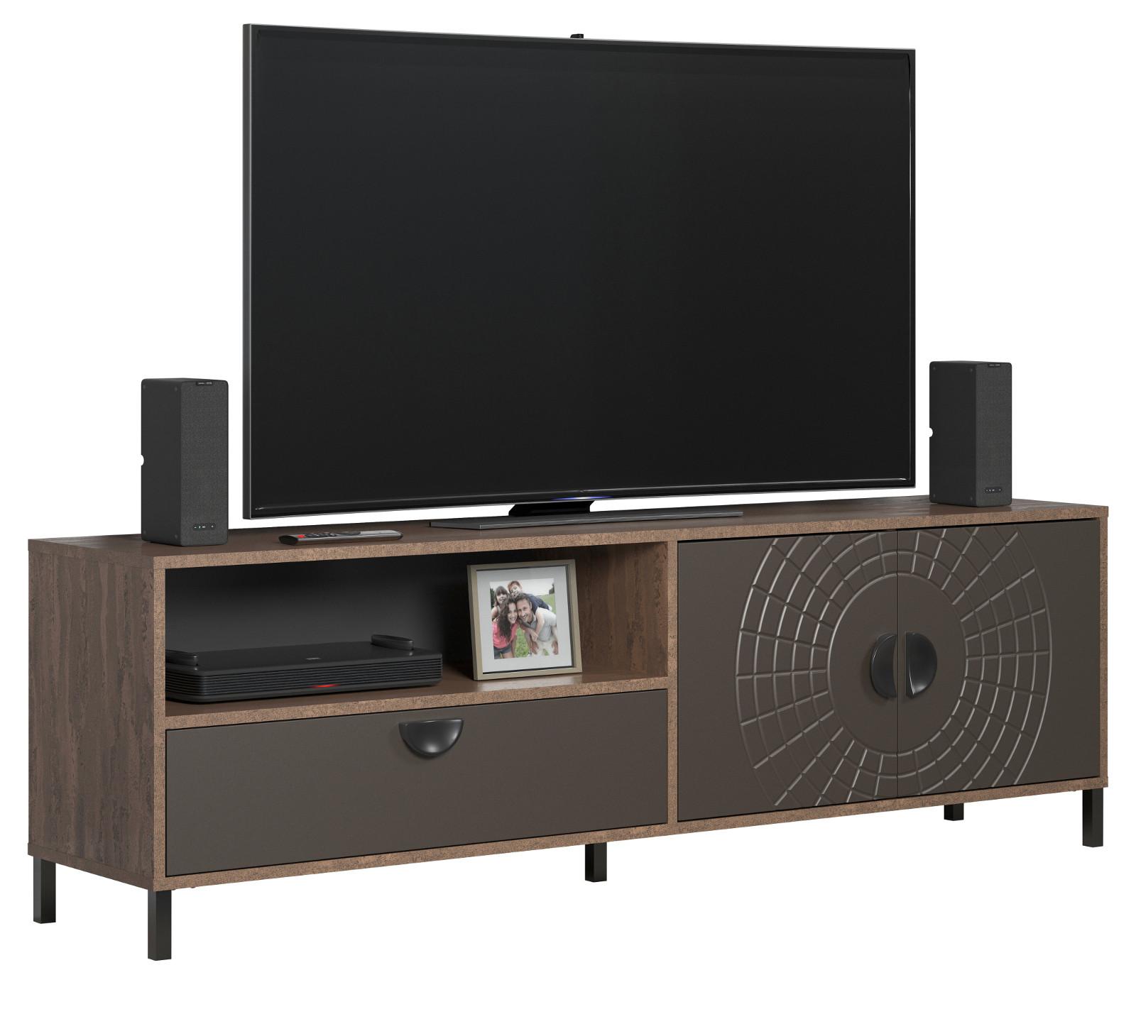 TV-LOWBOARD Bronze und Rostoptik 183 cm, TV Unterteil mit Soft-Close - Rostfarben/Schwarz, Holzwerkstoff/Metall (183/55/40cm) - Top.Furn