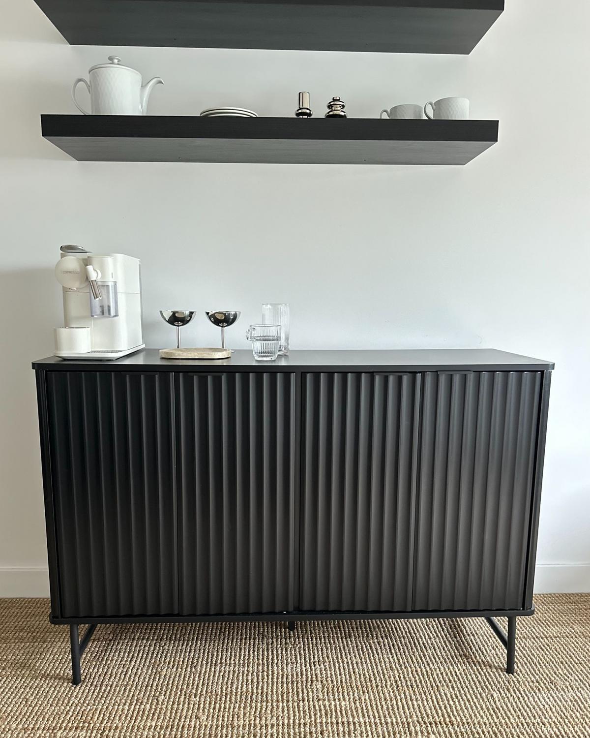 SCHRANK Schwarz Glastonbury - Schwarz, Holzwerkstoff/Metall (120/80/40cm) - Beliani