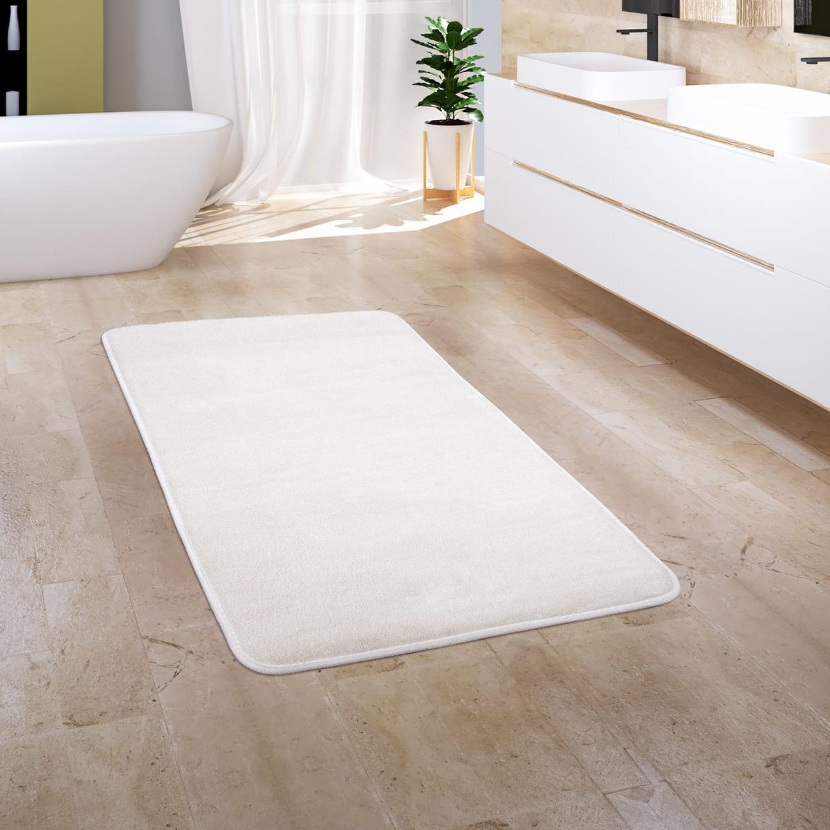 FLACHWEBTEPPICH Waschbar handgewebt, einfarbig, Creme, 50 x 80 cm - Creme, Textil (80/50cm) - KADIMA DESIGN