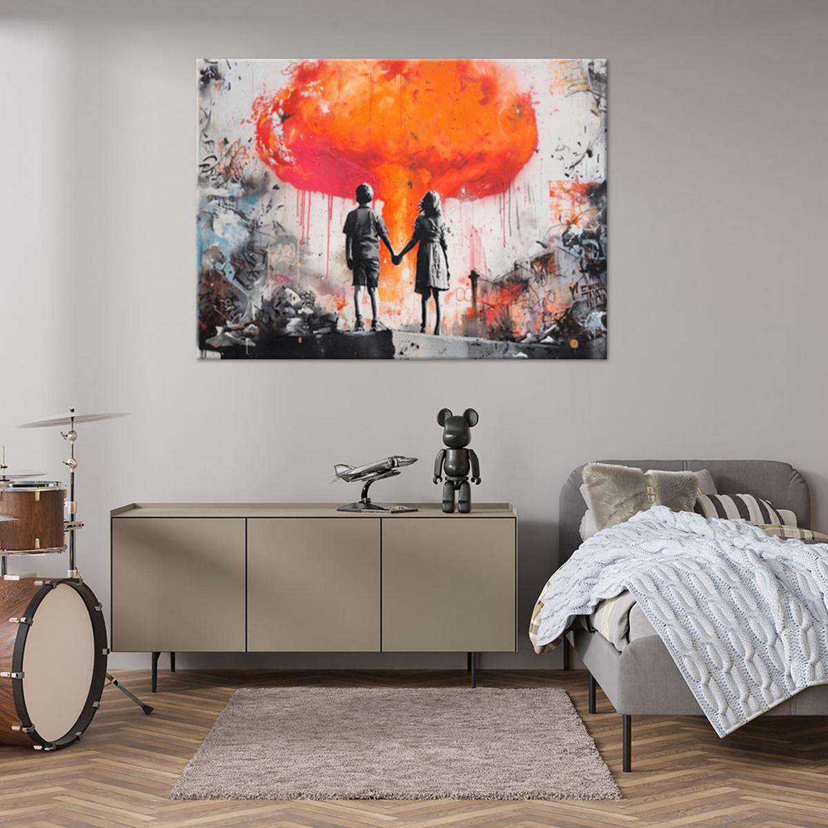 LEINWANDBILD Menschen & Charaktere 120x80cm - Orange, Textil (120/80cm) - Feeby