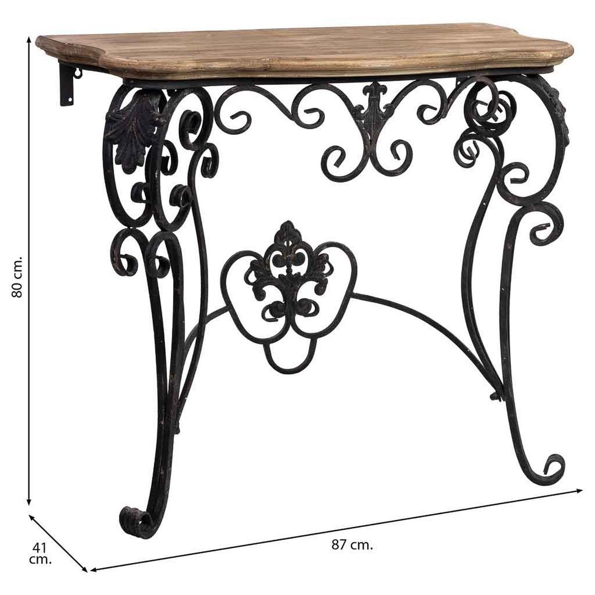EMPFANGSTISCH aus Holz und Metall, gealtert 87x41X80h cm - Schwarz, Holz (41/87/80cm) - Wanderlust