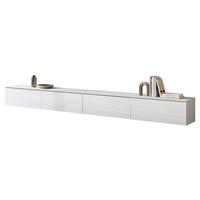 TV-LOWBOARD D300 mit weißer LED Beleuchtung - Weiß Hochglanz/Silberfarben, Holzwerkstoff/Kunststoff (300/30/33cm) - MIRJAN24