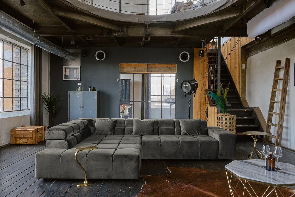 ECKSOFA MIT MOTORISCHEM SITZVORZUG NEVADA Grau Velvet Relaxfunktion - Schwarz/Grau, Textil (319/215cm) - KAWOLA