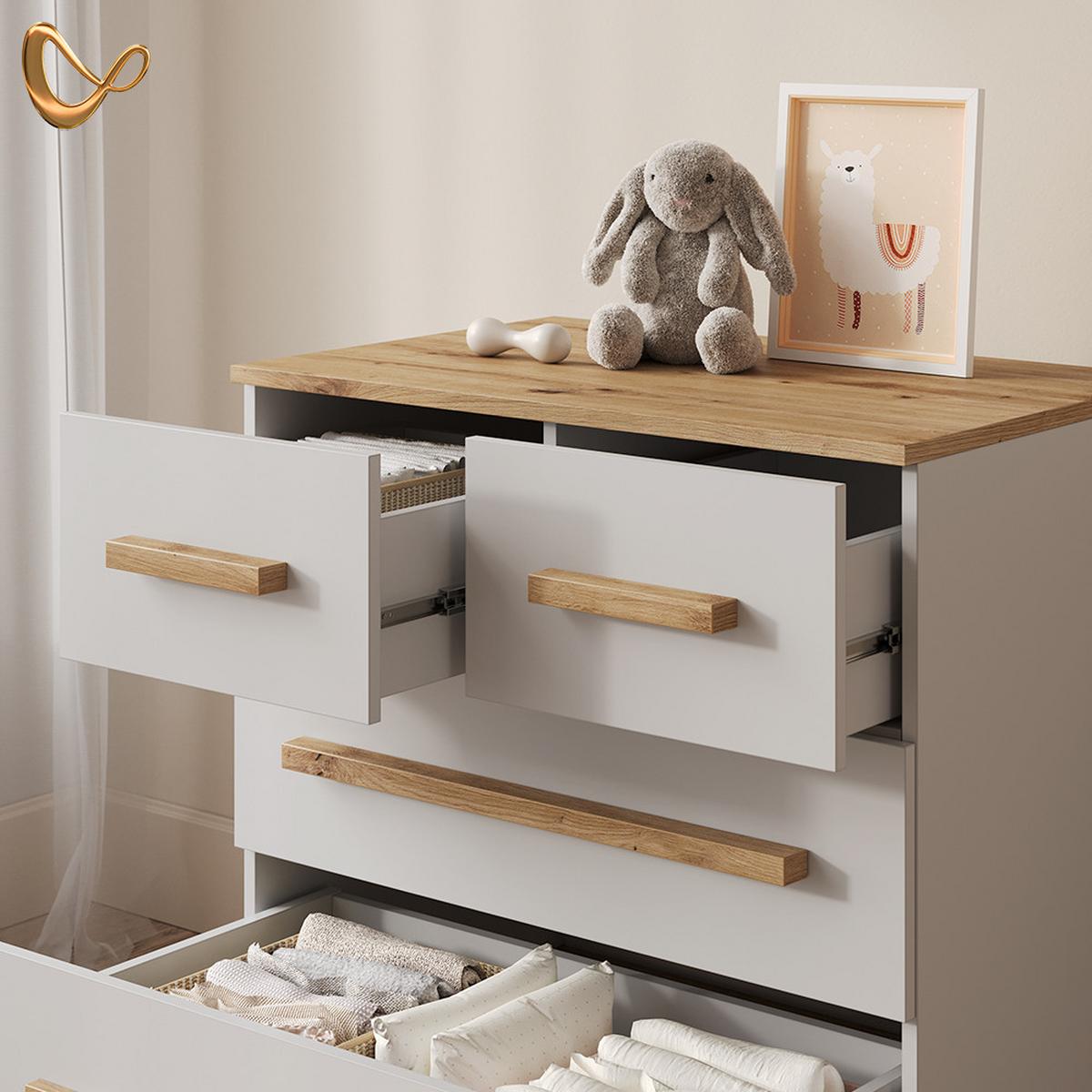 KOMMODE Mailo Weiß/Artisan 80 x 88 cm mit 4 Schubladen - Weiß/Eiche Artisan, Holzwerkstoff (80/88/53.4cm) - Livinity®