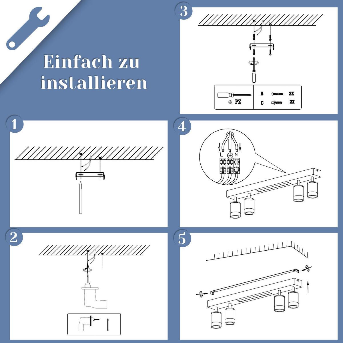 DECKENLEUCHTE Boden 4-flammig 110/5/15 cm - Schwarz, Kunststoff (110/5/15cm) - Nettlife