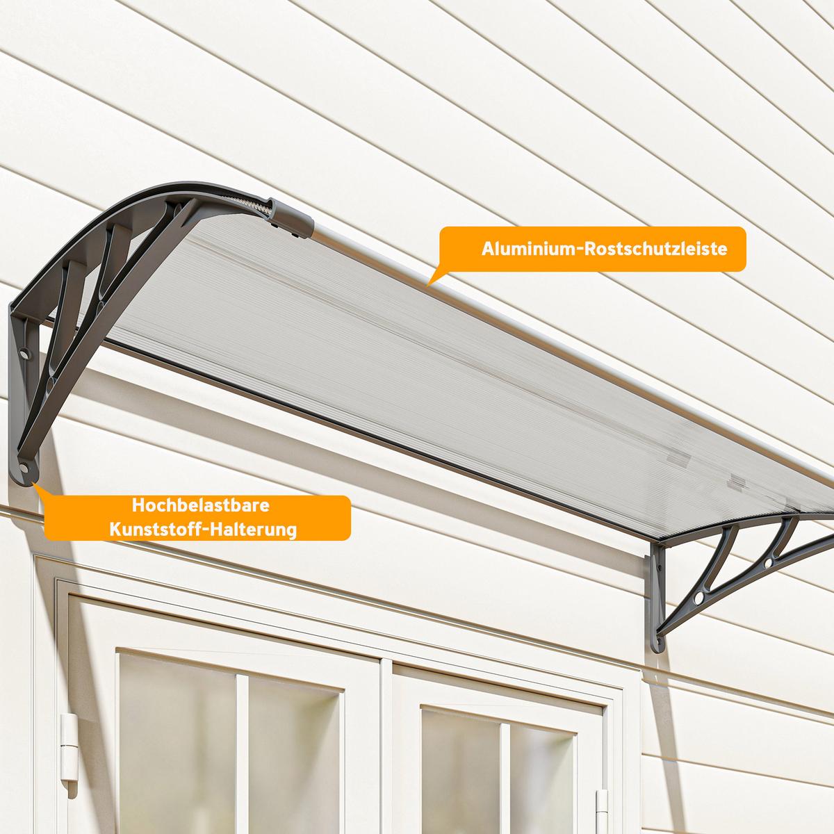 PULTVORDACH Polycarbonate Aluminium Transparent Grau - Grau, Kunststoff/Metall (60/18/110cm) - Outsunny