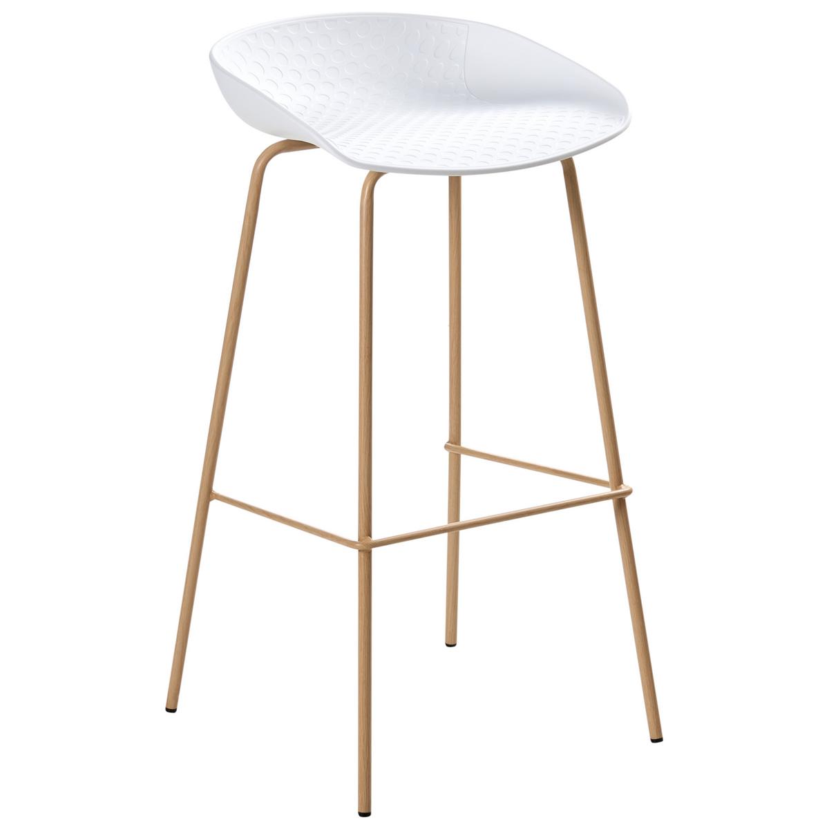 BARHOCKER 4er-Set Hellbraun Venlo - Hellbraun/Weiß, Kunststoff (43/84/44cm) - Beliani