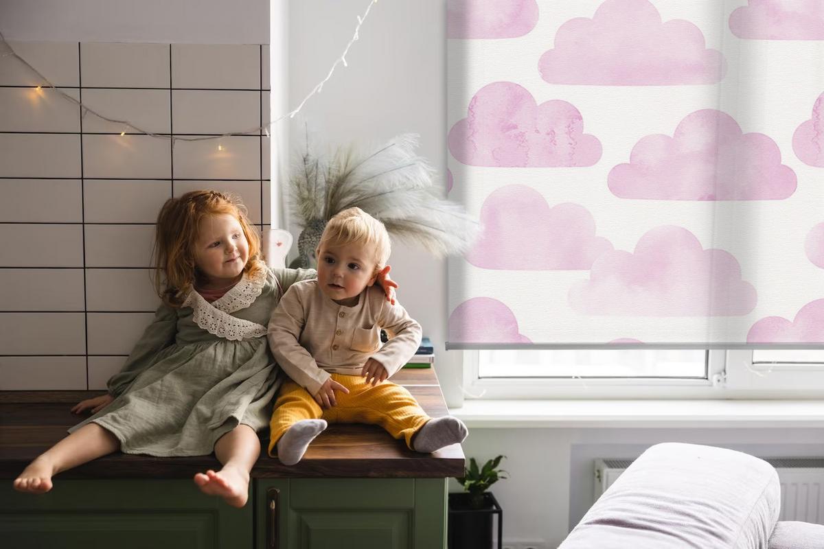 INNENROLLO - Fensterrollo - Rollo - 130x140 cm - Rosa Wolken - Pink, Kunststoff (130/140/0.5cm) - TULUP