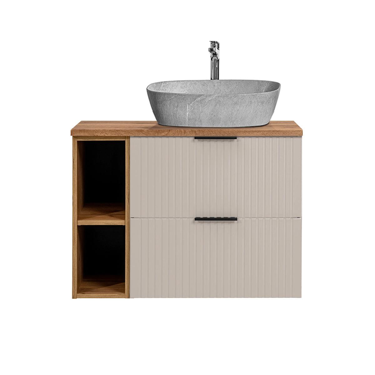 WASCHTISCH 80.6cm Adriel Kaschmir, Holz und Stein - Beige, Holzwerkstoff (80.6/59/46cm) - Petits-meubles