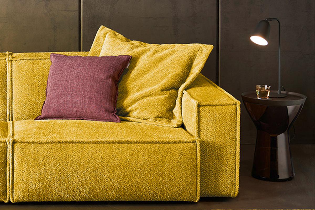 SOFA SAMU Gelb Webstoff - Gelb/Schwarz, Kunststoff/Textil (236/72/106cm) - KAWOLA