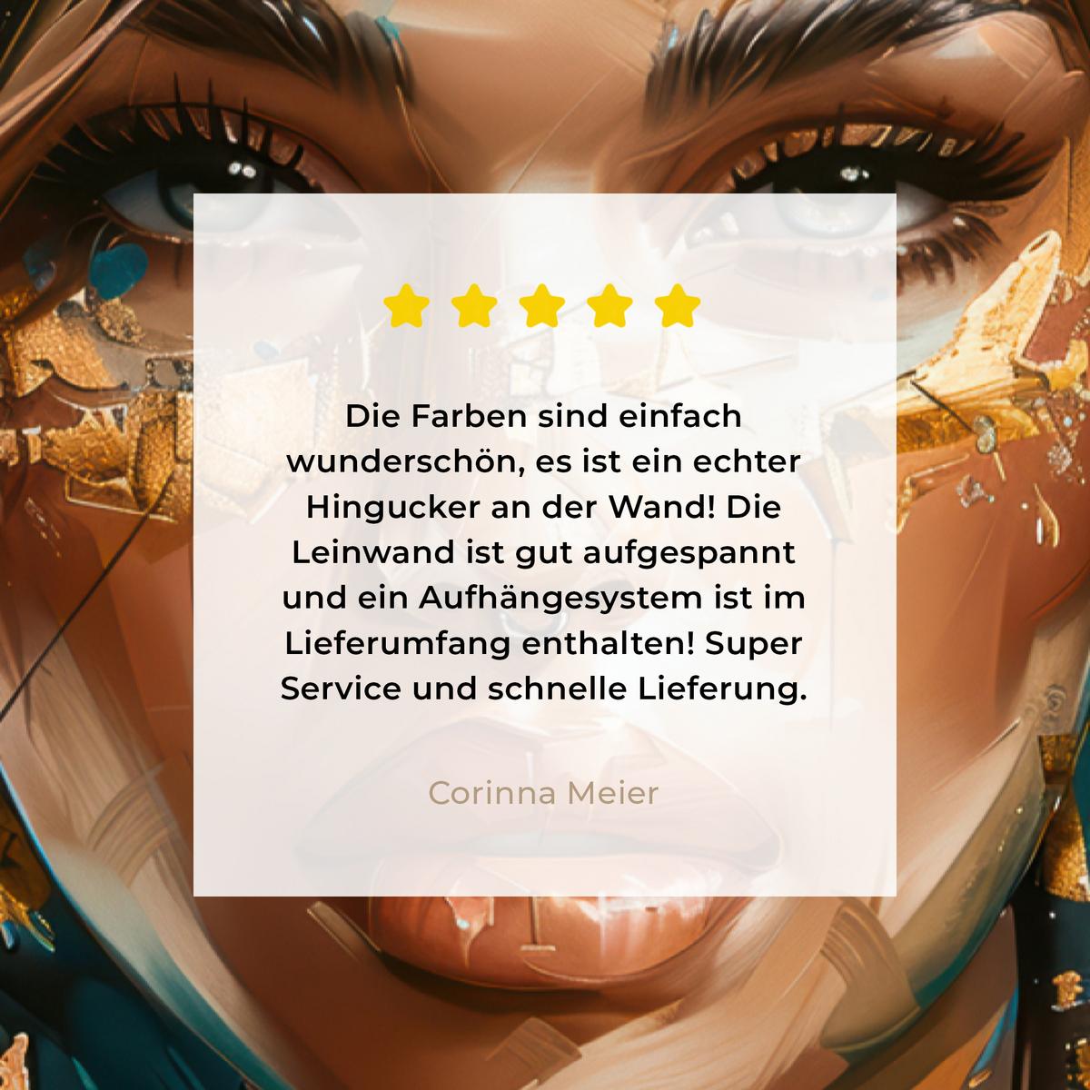 LEINWANDBILD Frau - Porträt - Gold - Luxus - Blau Wanddeko 40x60 cm - Türkis, Textil (40/60cm) - MuchoWow