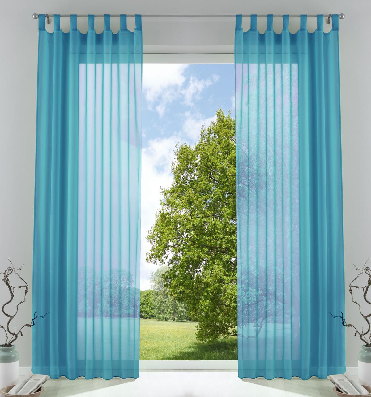 SCHLAUFENGARDINEN Voile 2er-Set 245x140 cm Blau - Blau, Textil (140/245cm) - Gardinenbox.eu