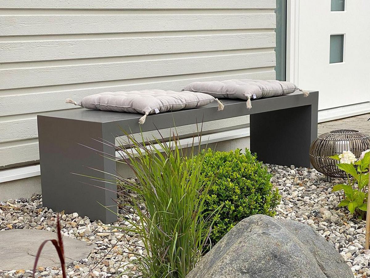 GARTENBANK Beton Grau 150 cm U-Form Taranto - Grau, Stein (150/40/40cm) - Beliani