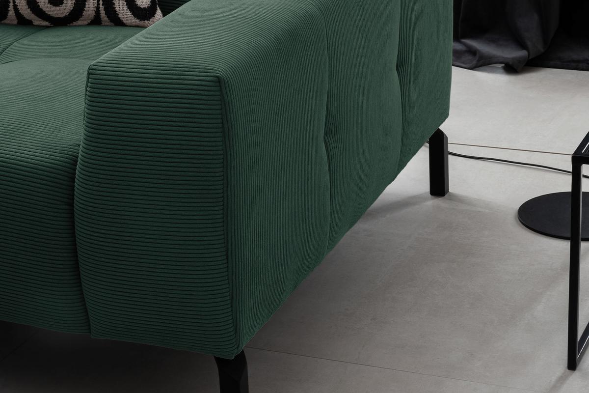 ECKSOFA OHIO Smaragdgrün Cord - Smaragdgrün/Schwarz, Textil/Metall (311/219cm) - KAWOLA