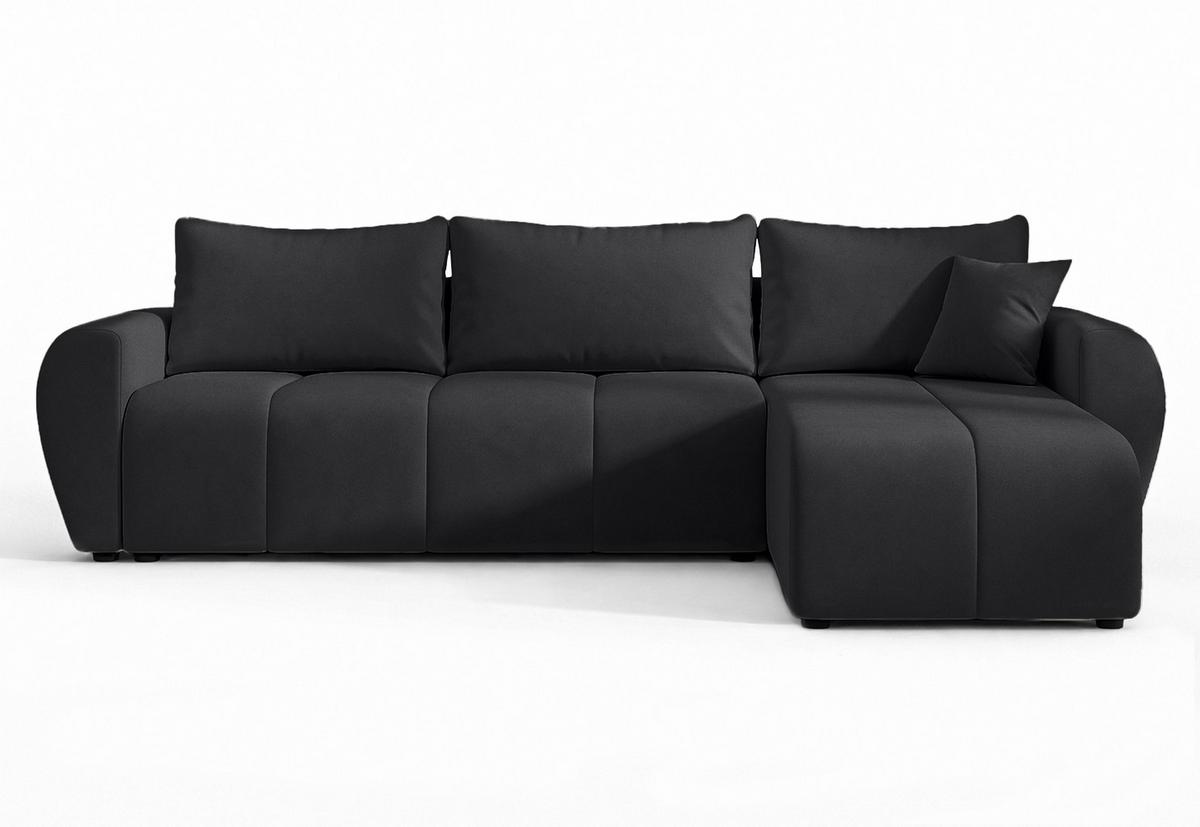 ECKSOFA L Form Malatya Schwarz 246/145/80 cm stilvolle mit Schlaffunktion R - Schwarz, Kunststoff/Textil (246/145cm) - AX Living