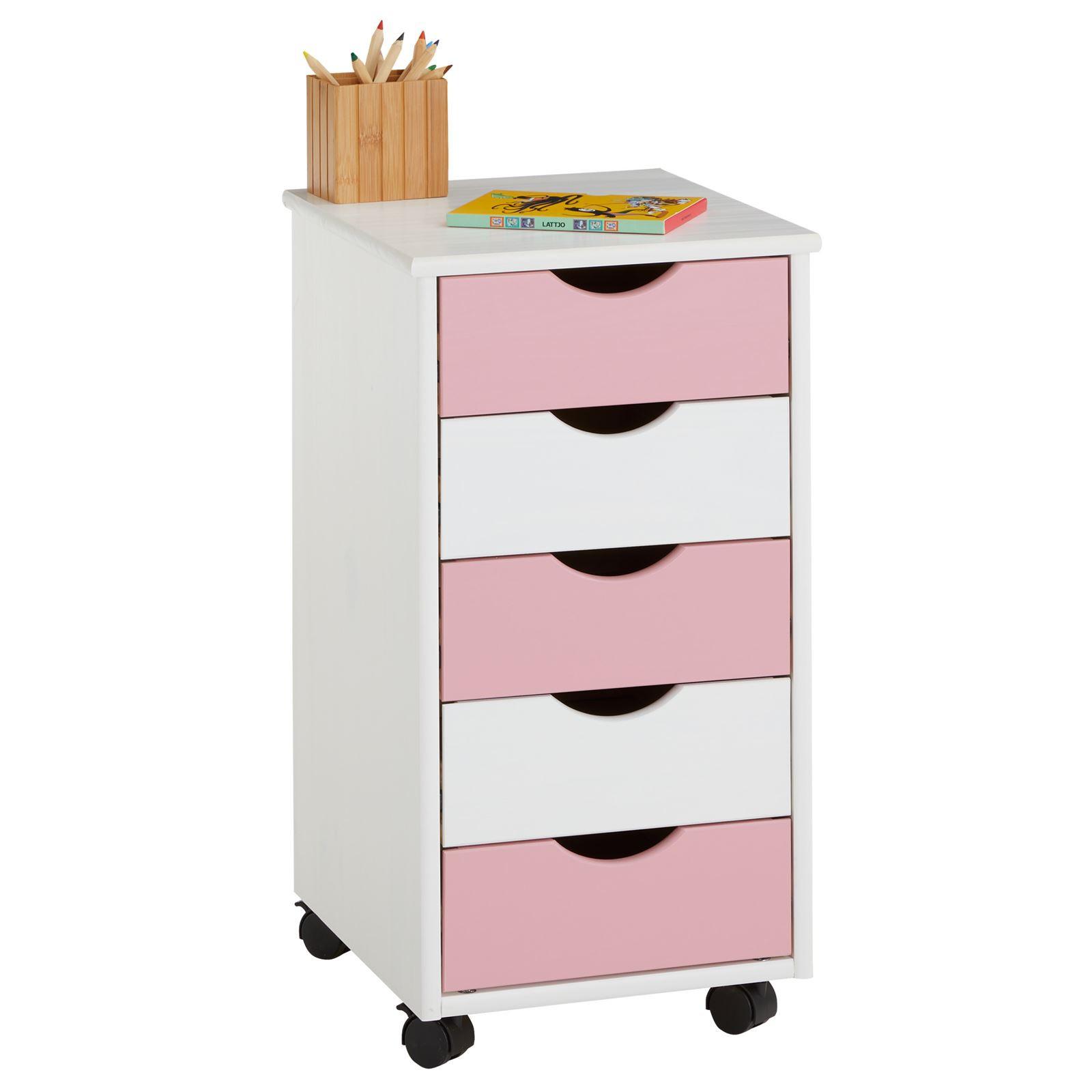 ROLLCONTAINER LAGOS weiß/rosa - Weiß/Rosa, Holz (35/65/40cm) - IDIMEX