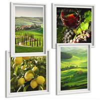 BILDER SET 4er Set - 50x50 cm & 40x60 cm Weißer Rahmen - Italienische Landschaften, Zitrushügel - Weiß, Kunststoff (50/50cm) - TULUP