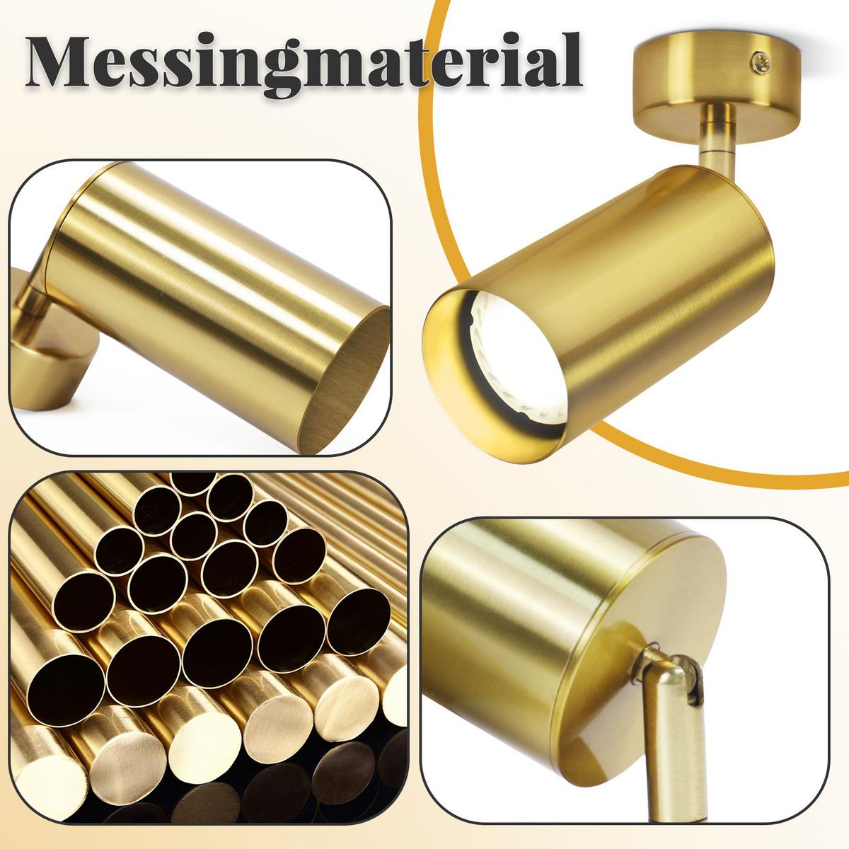 DECKENSTRAHLER Matteo 1-flammig 6/6/16 cm - Messingfarben, Metall (6/6/16cm) - Nettlife