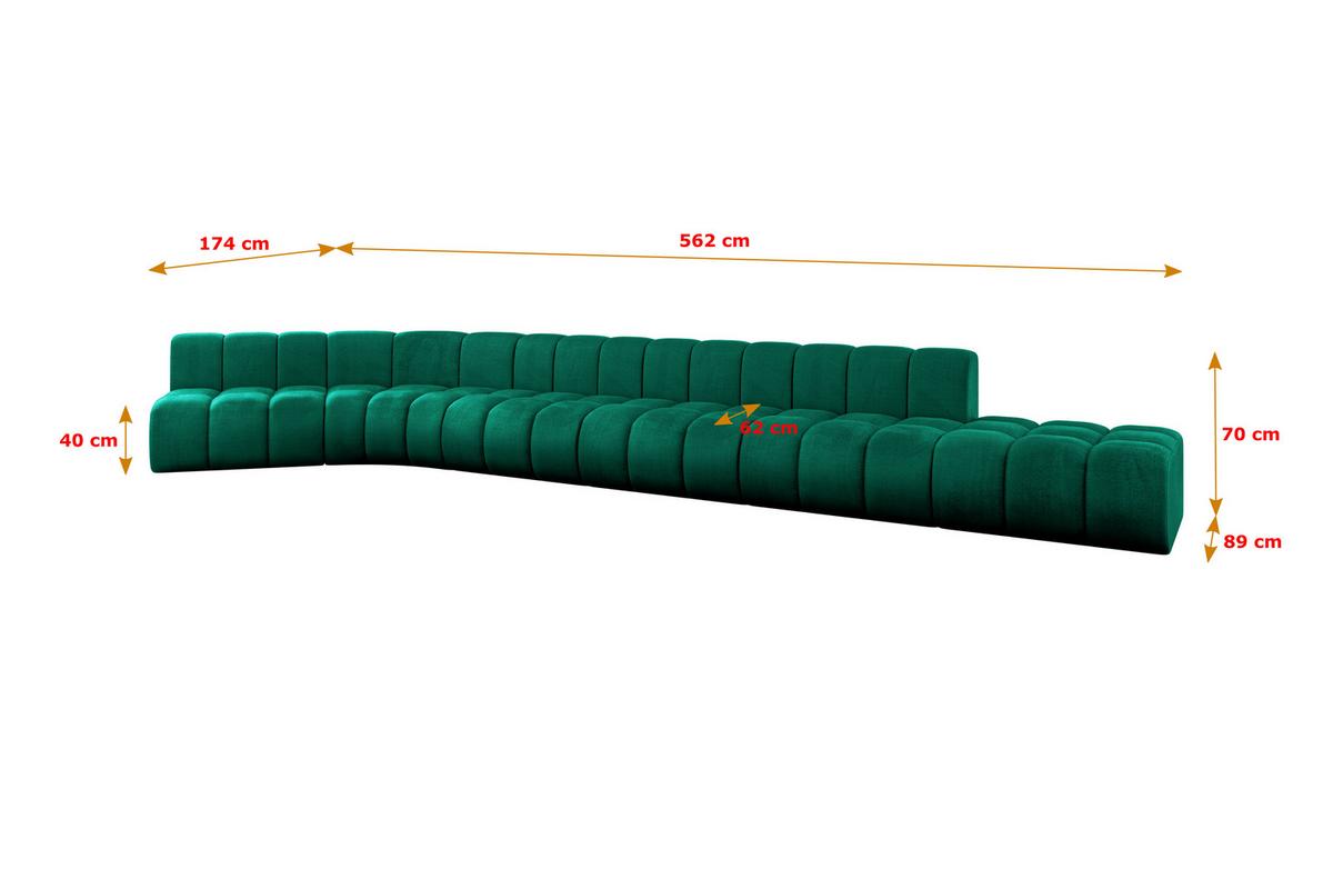 ECKSOFA modulares Sofa Brilo-L3 - 562x174x70 cm Grün - Dunkelgrün, Holzwerkstoff/Textil (562/174cm) - ALTDECOR