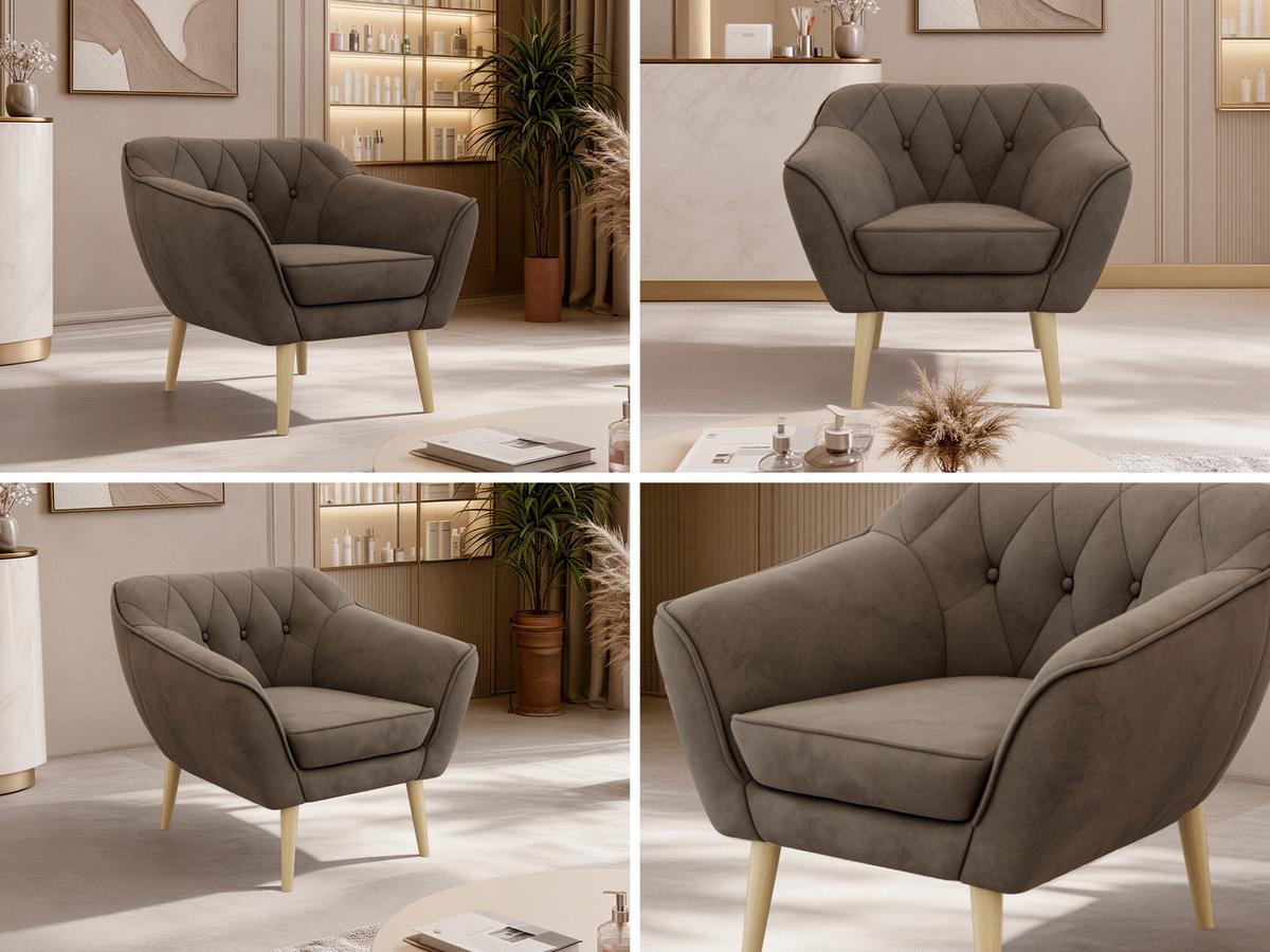 SESSEL PIRS - Braun Velvet - Holzbeine - Dunkelbraun/Buchefarben, Holzwerkstoff/Textil (80/75/74cm) - MKS