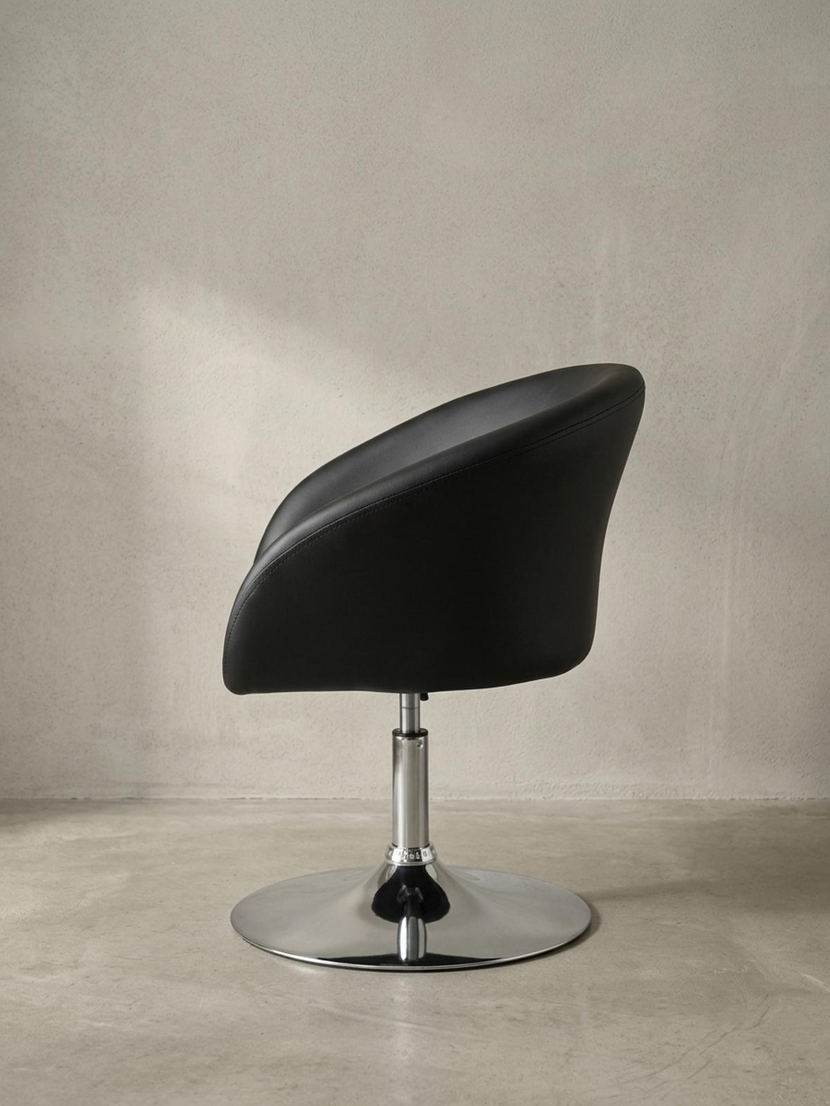 LOUNGESESSEL verstellbare Sitzhöhe mit Trompetenfuß Retro LIFT , Schwarz 62x55x84 cm - Silberfarben/Schwarz, Kunststoff/Textil (62/84/55cm) - KADIMA DESIGN