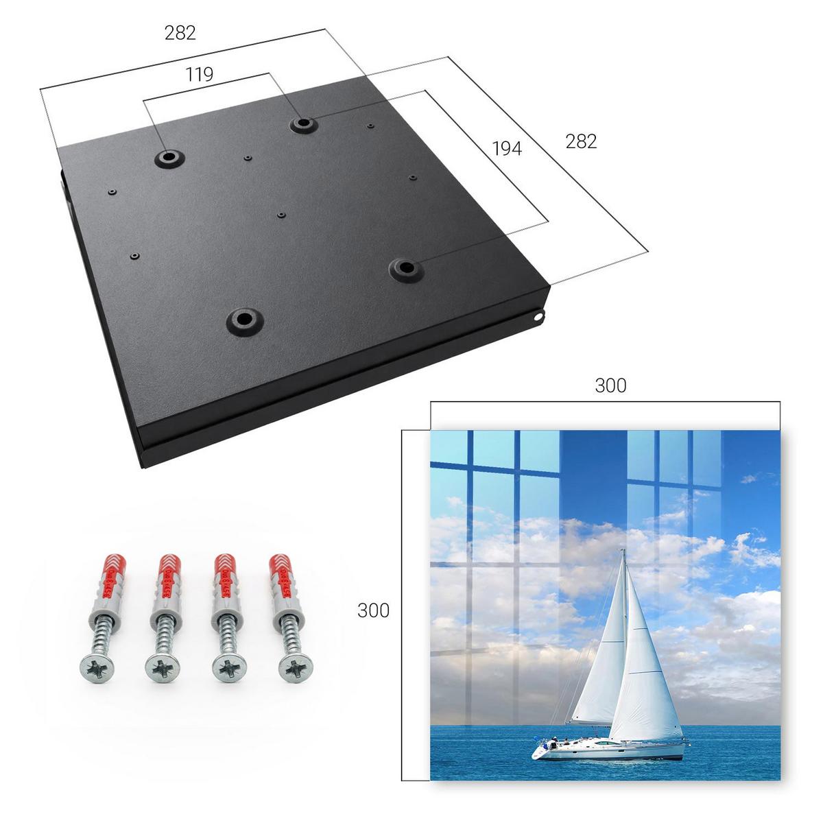 SCHLÜSSELBOX Schwarz 30x30 cm- Türöffnung nach rechts - Seeabenteuer - Blau, Metall (30/30/5cm) - TULUP