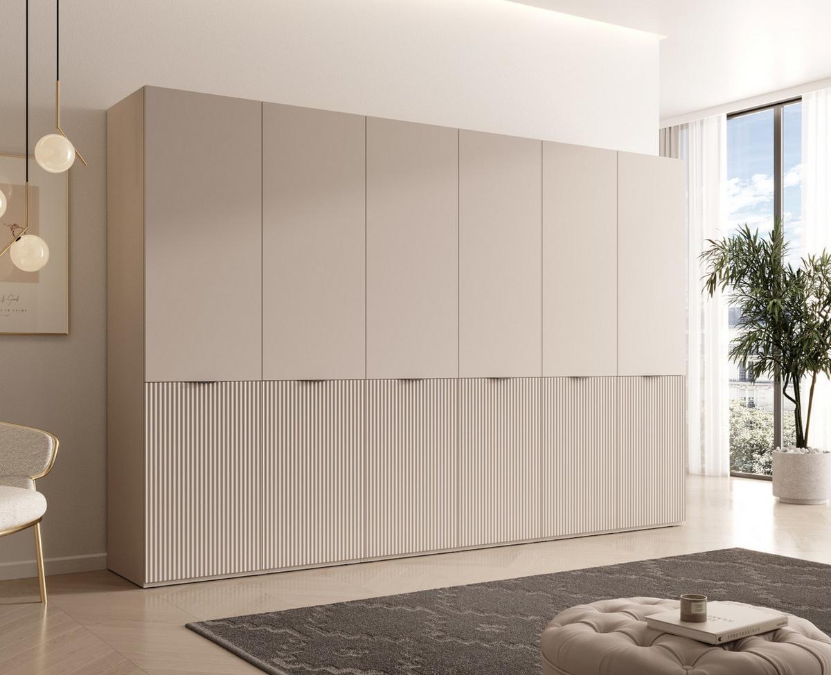 DREHTÜRENSCHRANK ATELIO 303/200/51 cm Modern Kleiderschrank 6-türig Kaschmir - Kaschmir, Holzwerkstoff (303/200/51cm) - MASSENO