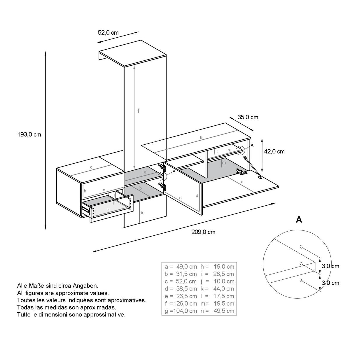 GARDEROBE DualVista Weiß Hochglanz - Weiß Hochglanz, Holzwerkstoff (208/193/35cm) - Vladon