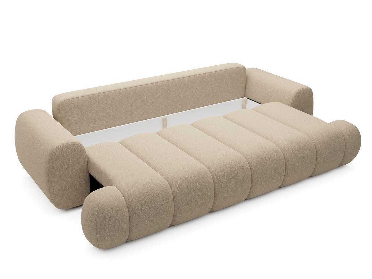BETTSOFA SITO Creme Geflochtener Stoff mit Schlaffunktion - Creme, Textil (110/81/263cm) - MASSENO
