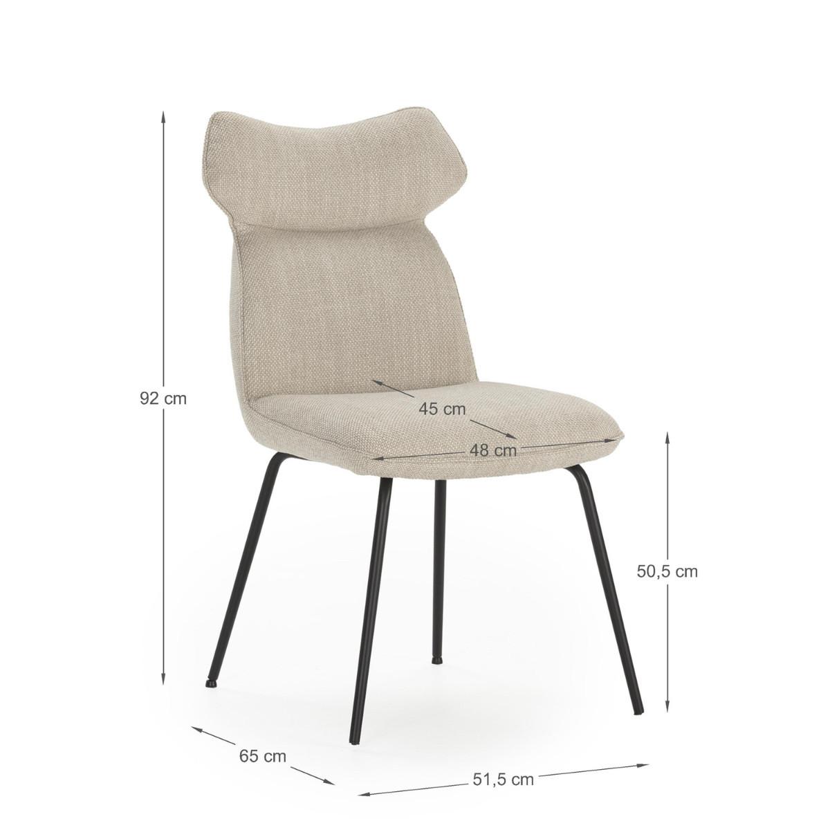ESSZIMMERSTUHL Dara Beige 47/65/51 cm 2er-Set - Beige, Textil (65/51/47cm) - Calicosy