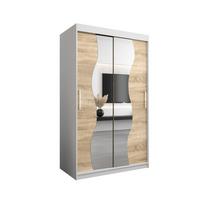 SCHWEBETÜRENSCHRANK 200/120/62 2-türig - Silberfarben/Weiß, Holz/Kunststoff (120/200/62cm) - MÖBEL KRYSPOL