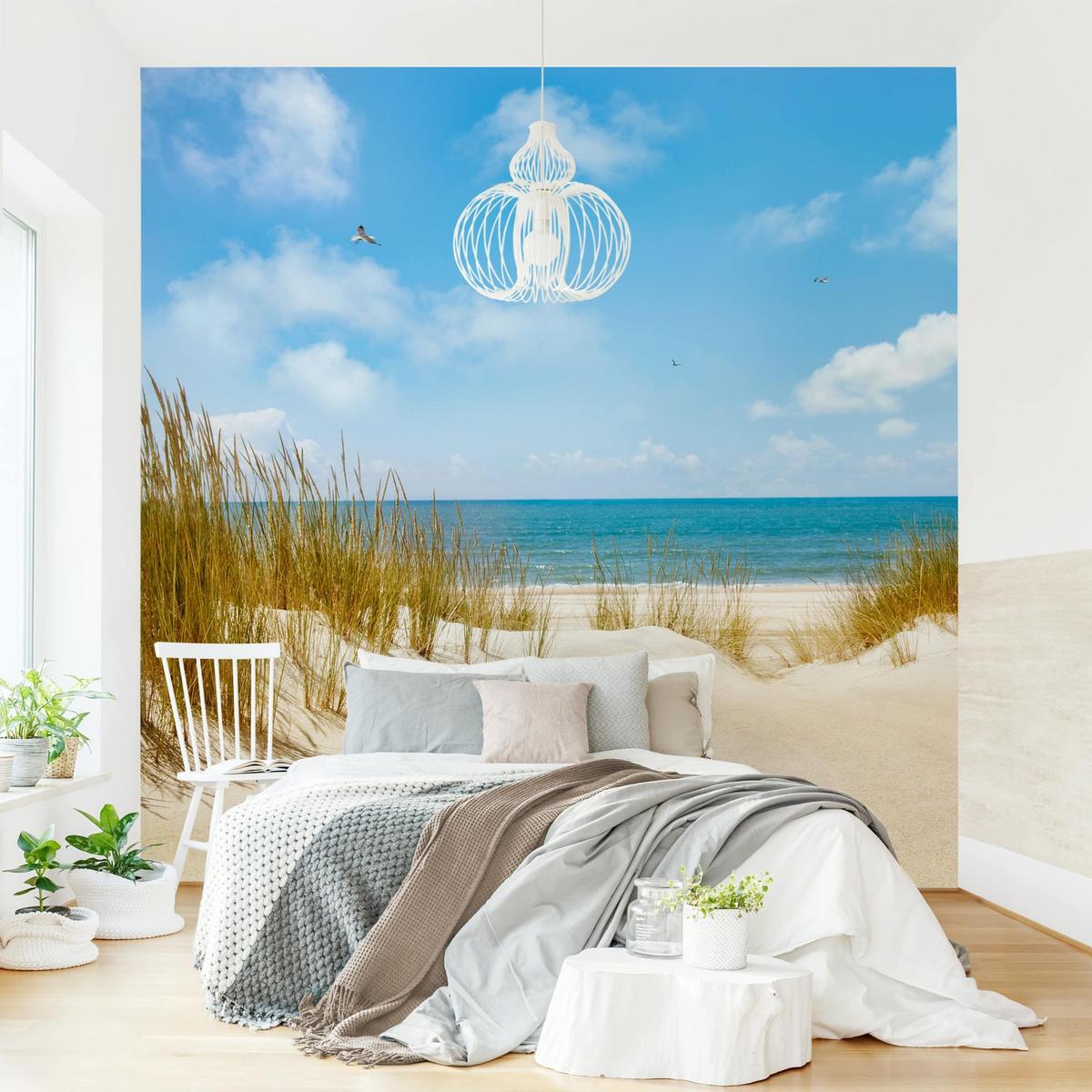 FOTOTAPETE Strand an der Nordsee 240/240 cm - Eichefarben, Papier (240/240cm) - Bilderwelten