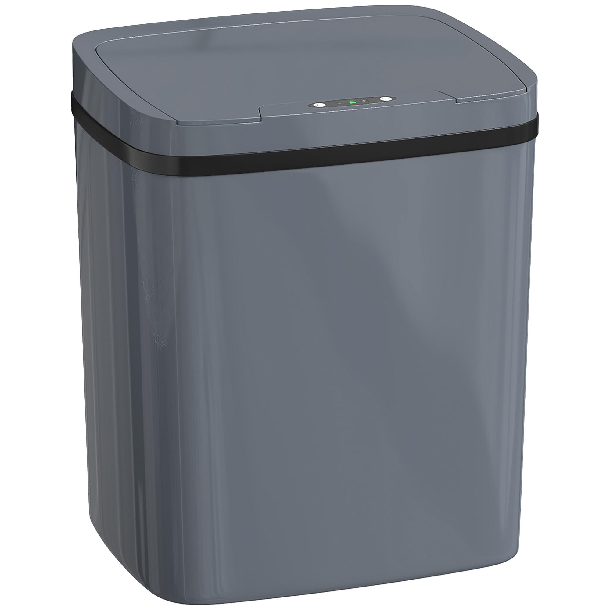 SENSOR-MÜLLEIMER Kunststoff Grau - Grau, Kunststoff (21.4/33.5/27.6cm) - HOMCOM