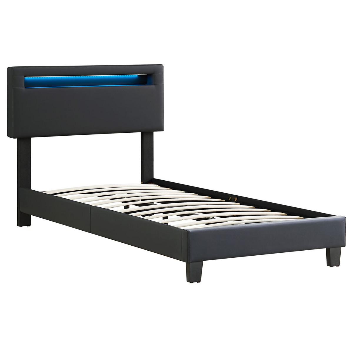 POLSTERBETT MIT LED BENITO 90X200 CM - Schwarz, Textil (90/200cm) - CARO-Möbel