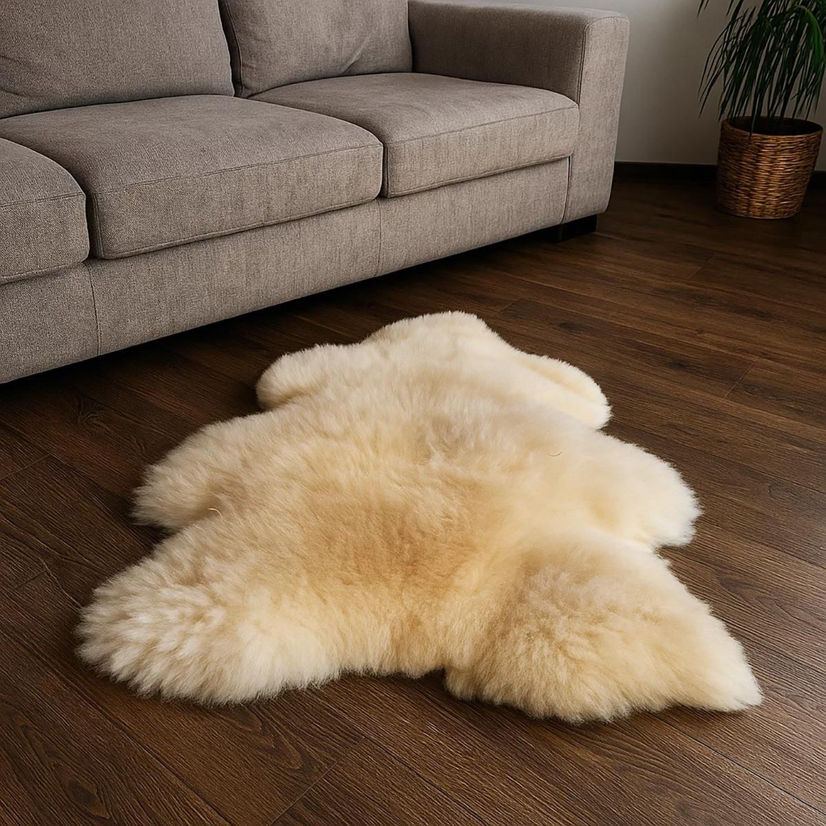 TEPPICH Baby Lammfell medizinisch gegerbt langflorig 110 cm - Beige/Goldfarben, Fell (65/110cm) - Provellus