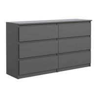 KOMMODE NUDO 138,5/78,5/39cm mit 6 Schubladen Türen Anthrazit - Anthrazit, Holzwerkstoff (138.5/78.5/39cm) - MASSENO