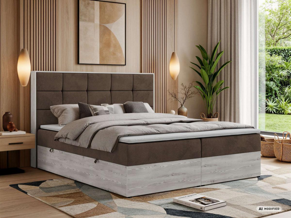 BOXBETT ALNOR 140/200 Braun Velvet - Topper T25 - H3 - Schwarz/Braun, Kunststoff/Textil (140/200cm) - MKS