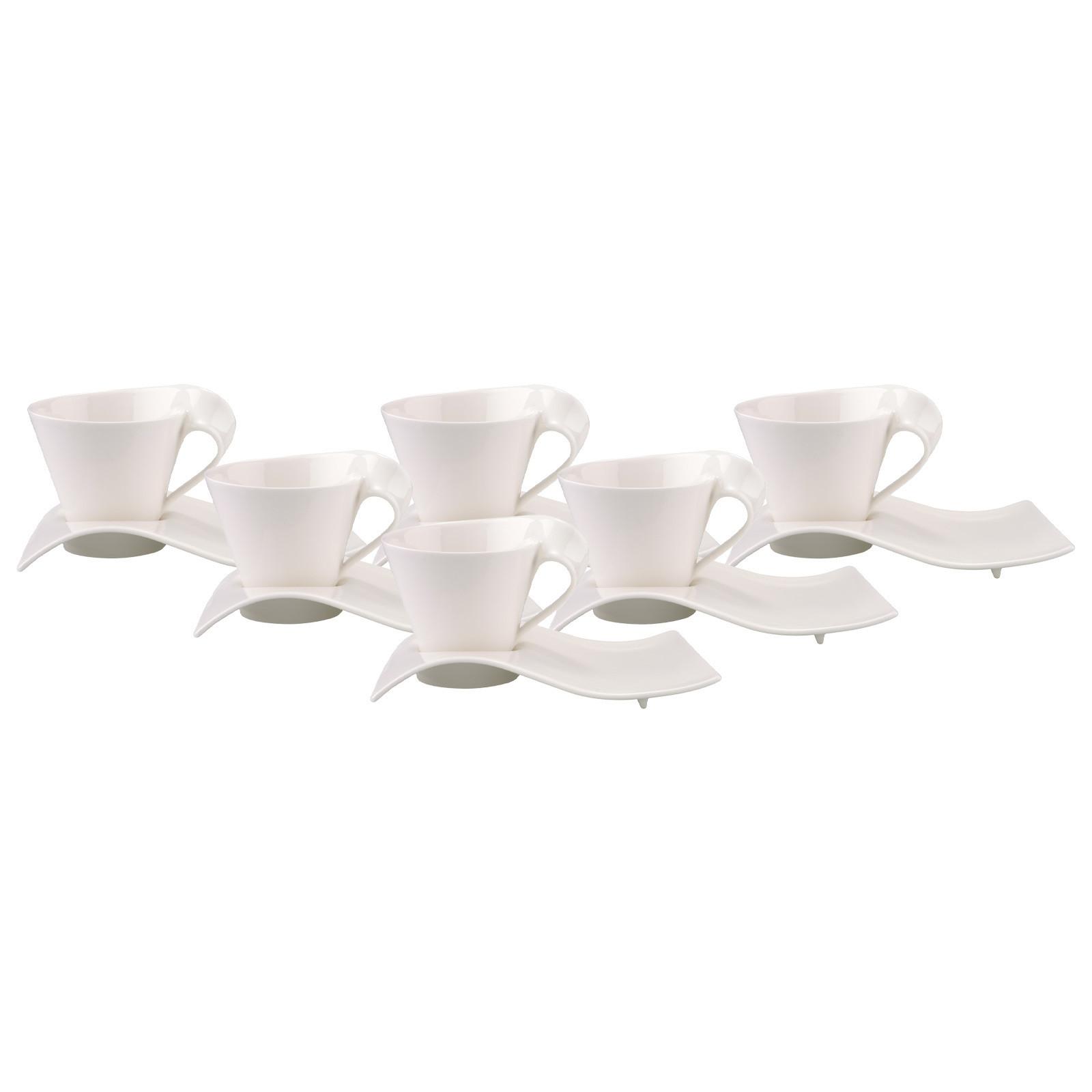 CAFÉ AU LAIT TASSE MIT UNTERTELLER NewWave Caffè weiß 260 ml 6er Set - Weiß, Keramik (17/13.6/22cm) - Villeroy & Boch