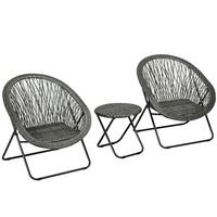 GARTENMÖBEL-SET 3-tlg., Klappbar Gartengarnitur mit Couchtisch, 2 Stühlen, Grau - Grau, Metall - Outsunny